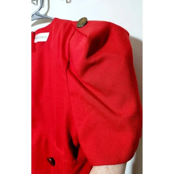 Vtg Raul Blanco Dress 12 Deadstock Red Secretary Dress Woven Gold Buttons Classy - Picture 8 of 16
